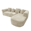 Canapé d'angle droit Cesare 4/5 places en tissu côtelé beige