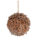 Lot de 6 Boule de Noël pomme de pin séchée marron et argentée