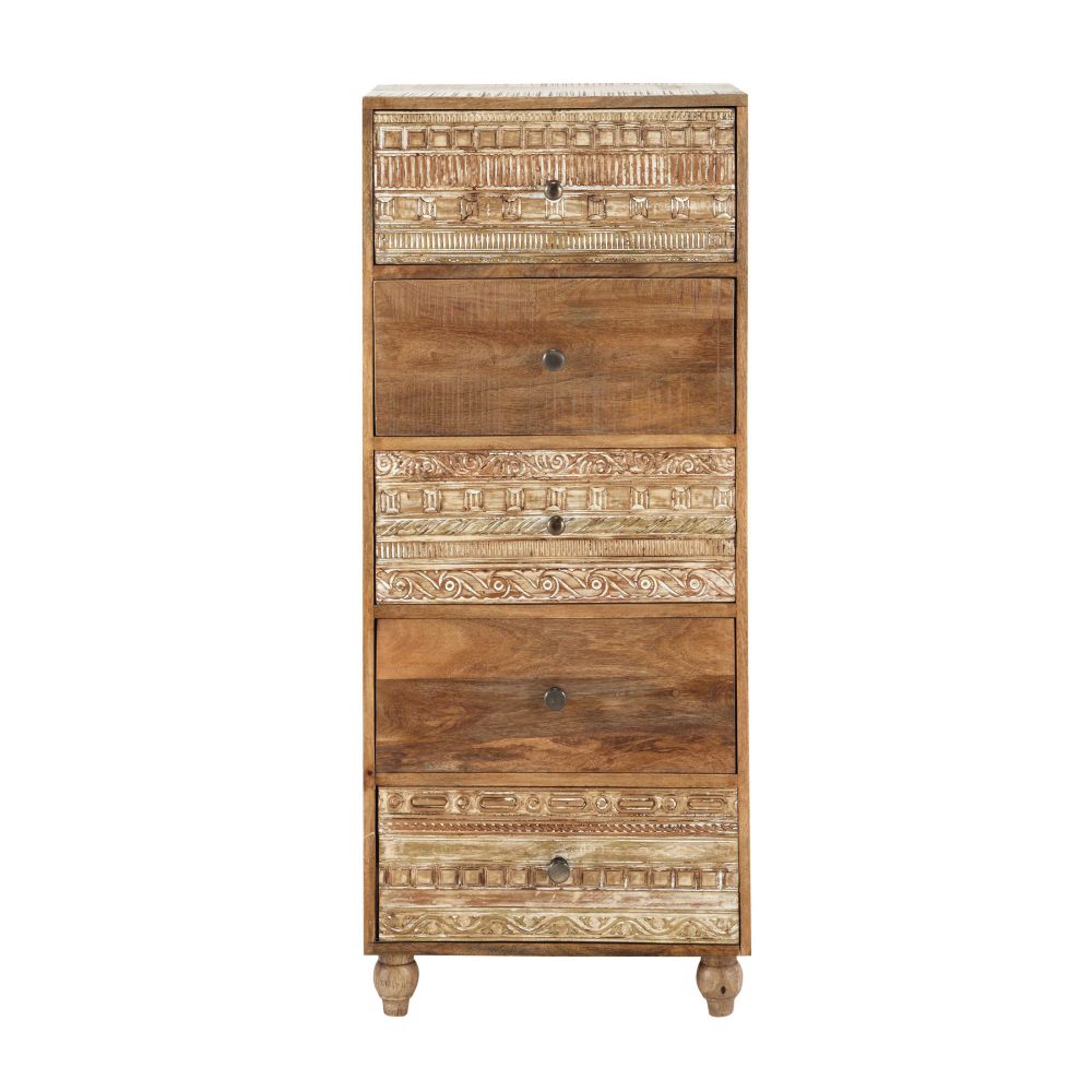 Chiffonnier Samoa 5 tiroirs en bois de manguier massif