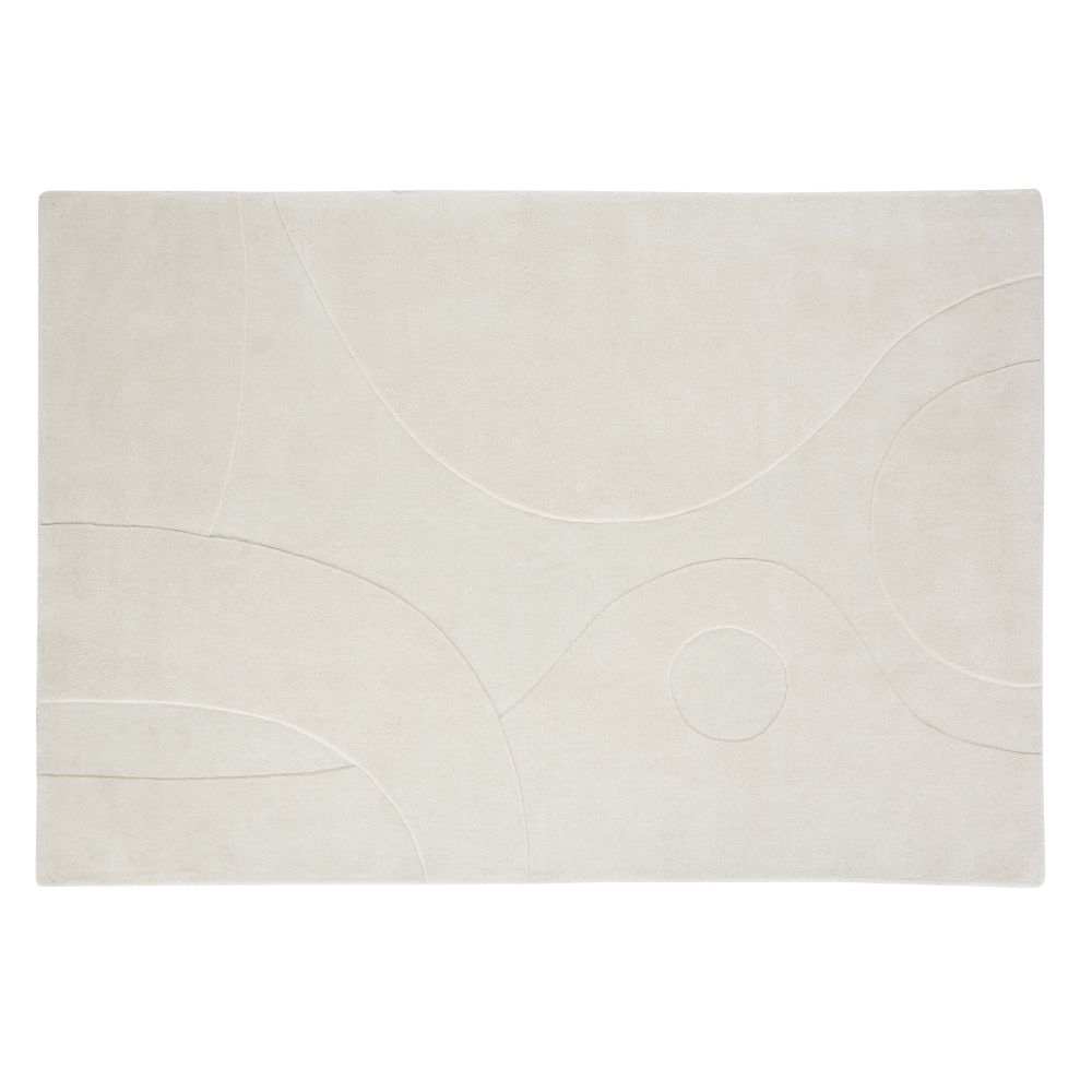 Tapis Guadalupe en laine tissée et ciselée motifs contemporains écrus 160x230