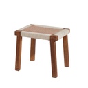 Tabouret Florence en bois de manguier et tressage en coton