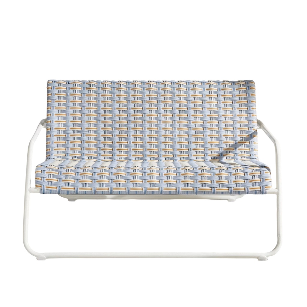 Banquette de jardin Antheor 2 places en acier coloris argile et résine tressée recyclée multicolore