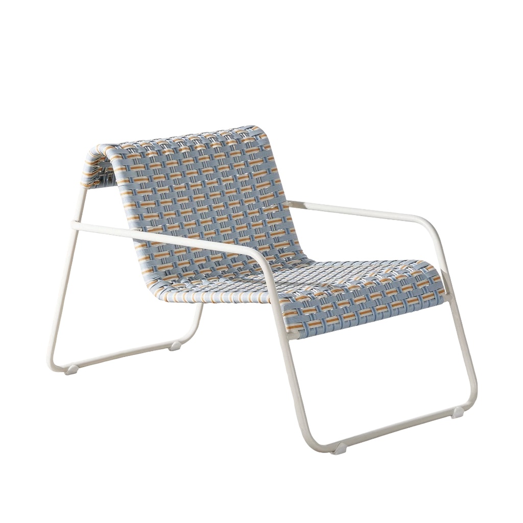 Fauteuil de jardin Antheor en acier coloris argile et résine tressée multicolore