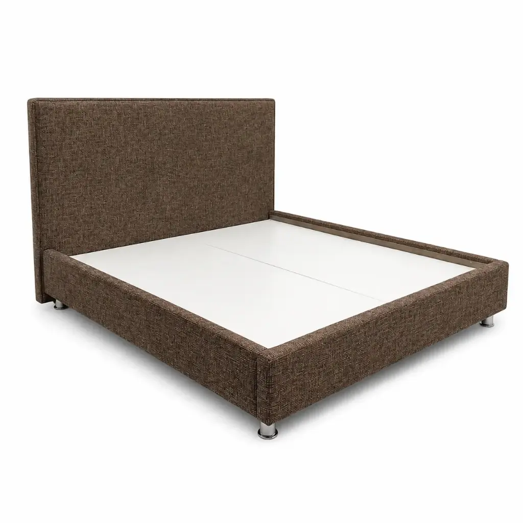 Lit double City convient pour un matelas de180 x 200cm tête de lit tissu texturé taupe 