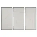 Toiles Hebi triptyques abstraites en caisse noire à reliefs écrus 180x120