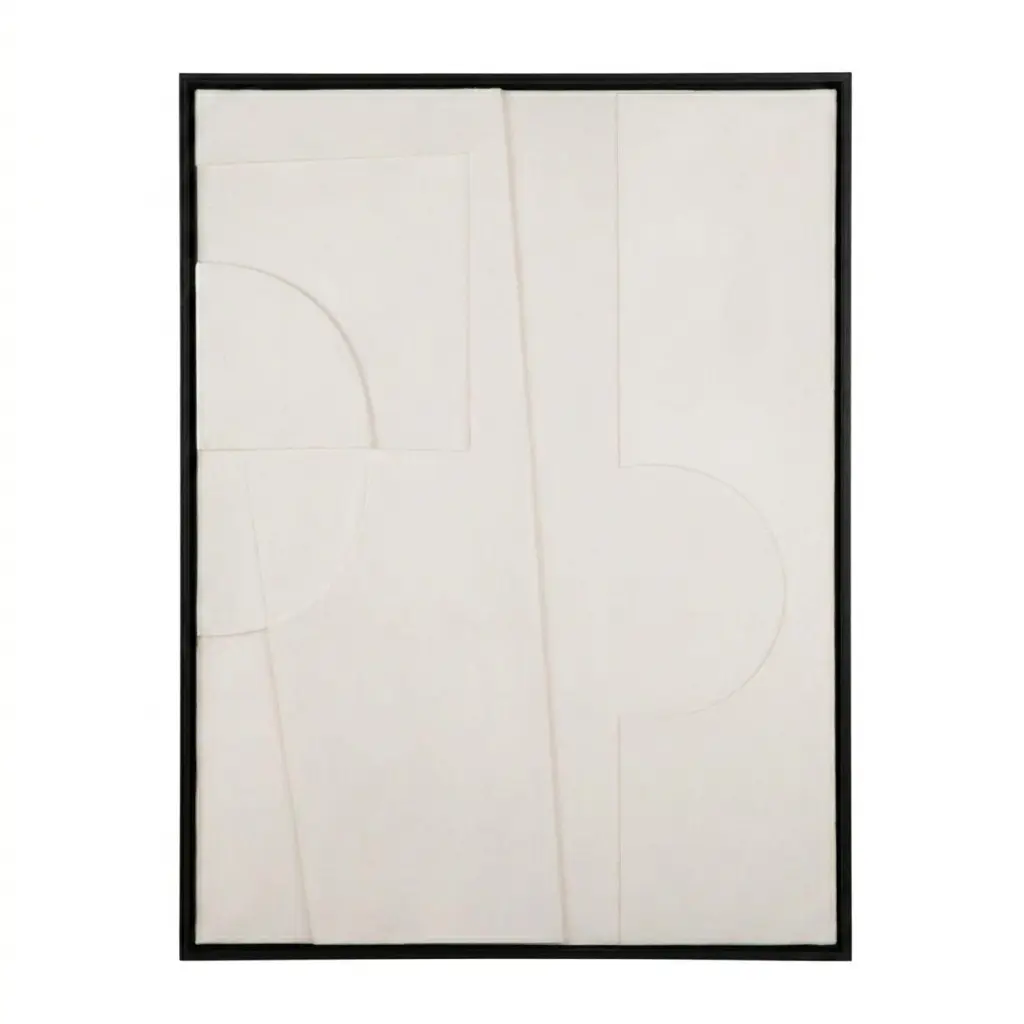 Toile abstraite Madison avec caisse noire à reliefs beiges 