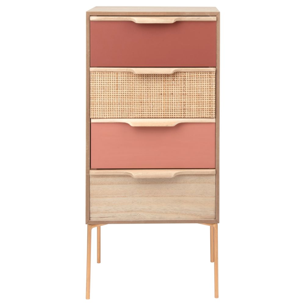 Petit meuble de rangement Azuki 4 tiroirs multicolore en métal doré 