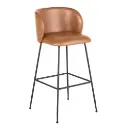 Chaise haute de bar Kate Business effet cuir camel et pieds en acier noir 