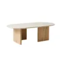 Table basse Travertino en marbre blanc effet travertin et manguier 