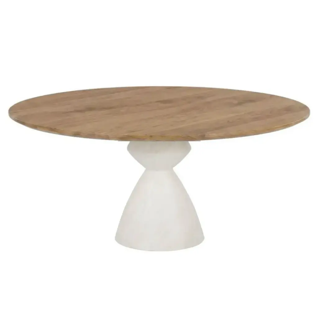 Table à manger ronde Origami en chêne massif et placage chêne 4/6 personnes D120 