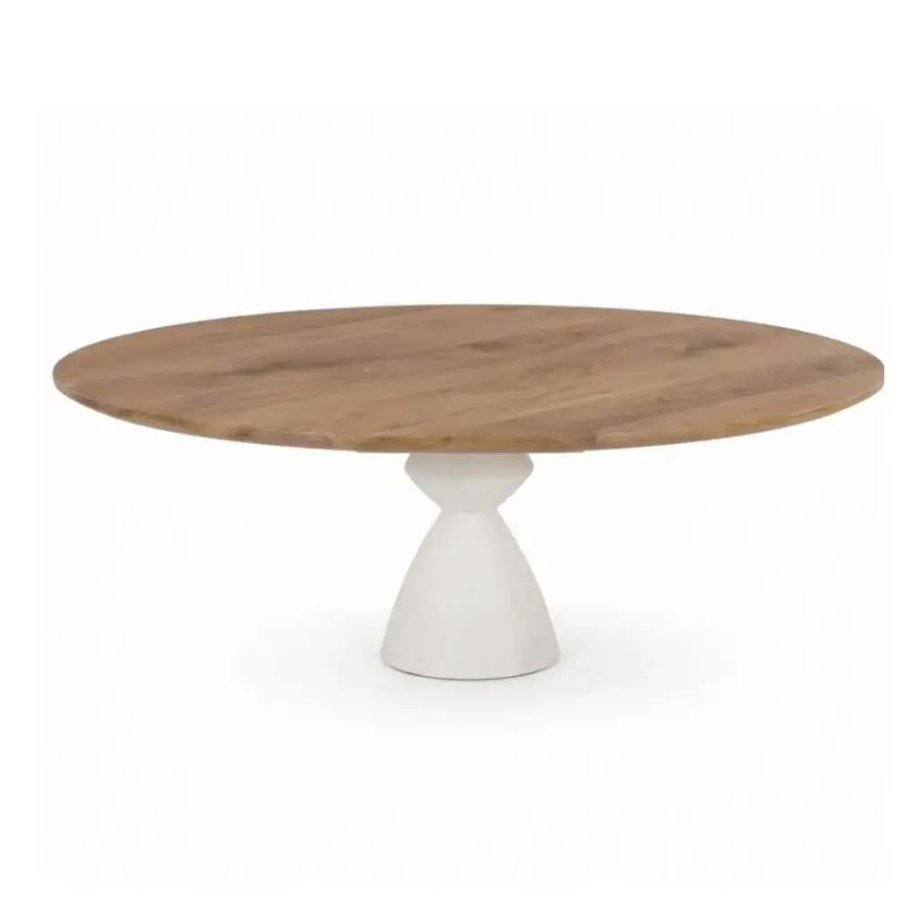 Table à manger ronde Origami en chêne massif et placage chêne 4/6 personnes D120 