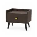 Table de chevet ARAL en bois noyer foncé, 1 tiroir fonctionnel 