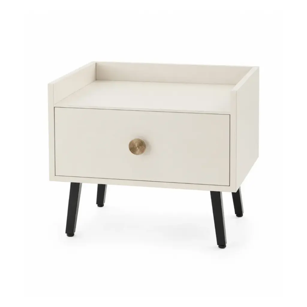 Table de chevet AYTASI en bois chêne blanc crème , 1 tiroir fonctionnel 