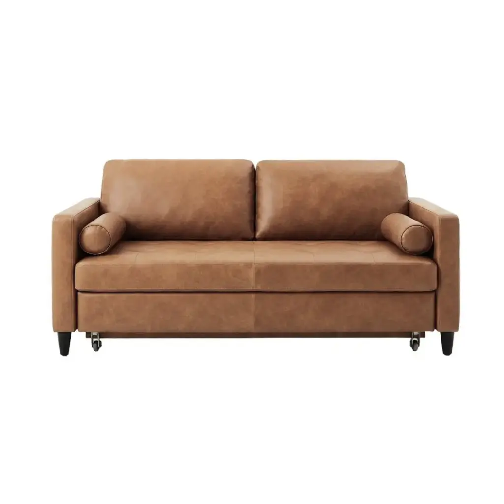 Canapé  convertible Olivia 2/3 places en cuir caramel 