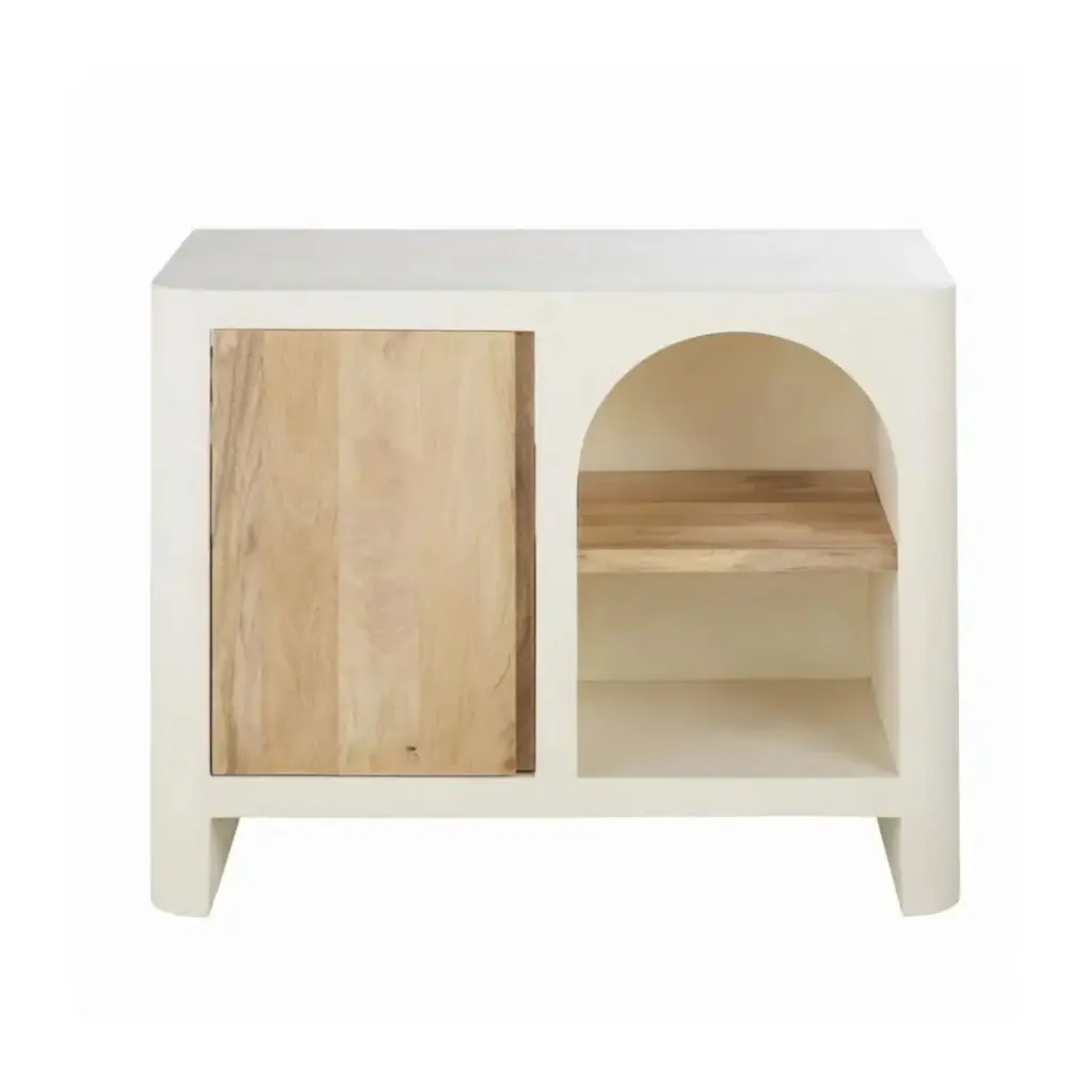 Buffet Sartene 1 portes 1 niche blanc crème 