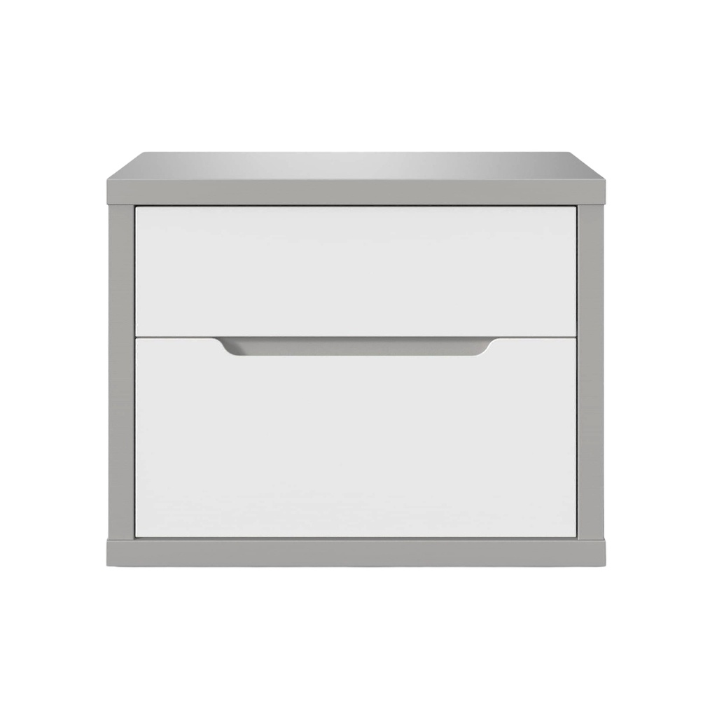 Table de chevet Venice 2 tiroirs gris/blanc