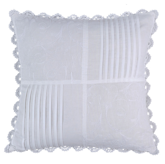 Housse de coussin en dentelle & coton