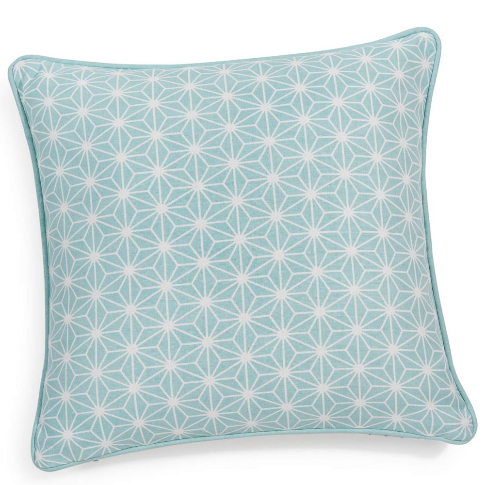 Housse de coussin Ivy bleue en coton lavable