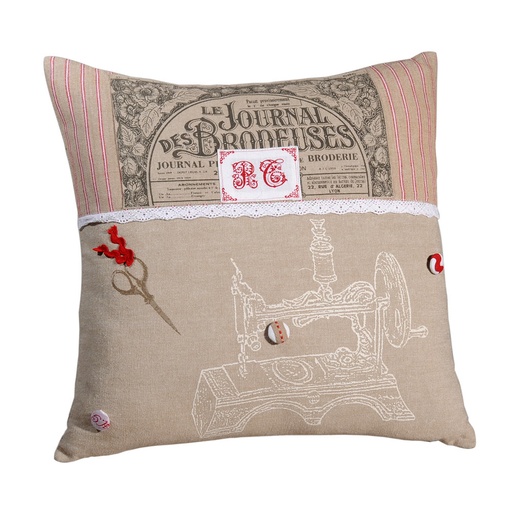 Housse de coussin en coton beige Mercerie