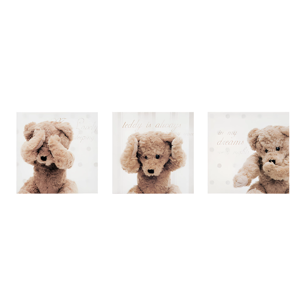 Toile Tryptique avec motif d'ours joueur