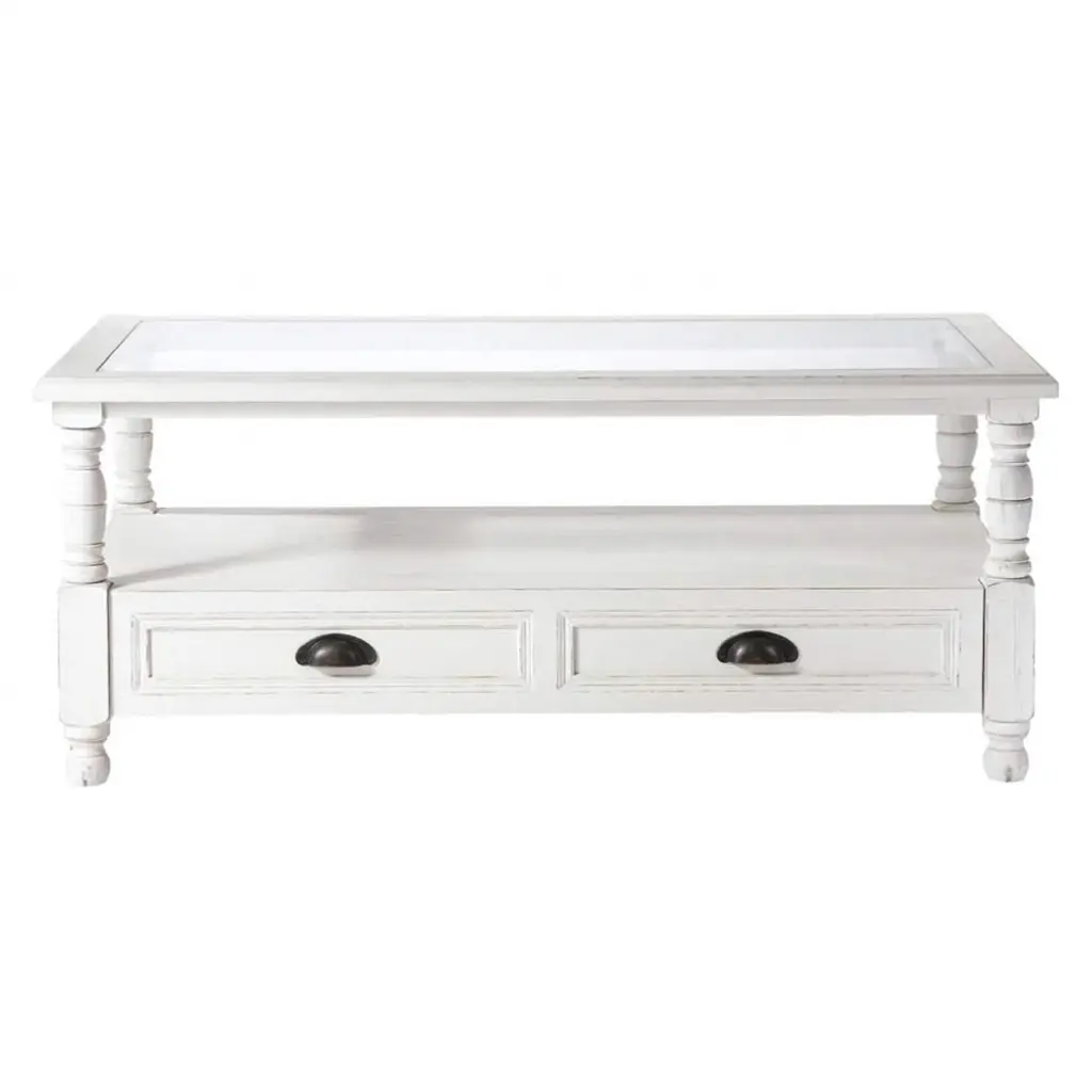 Table basse Joséphine 2 tiroirs blanche L110