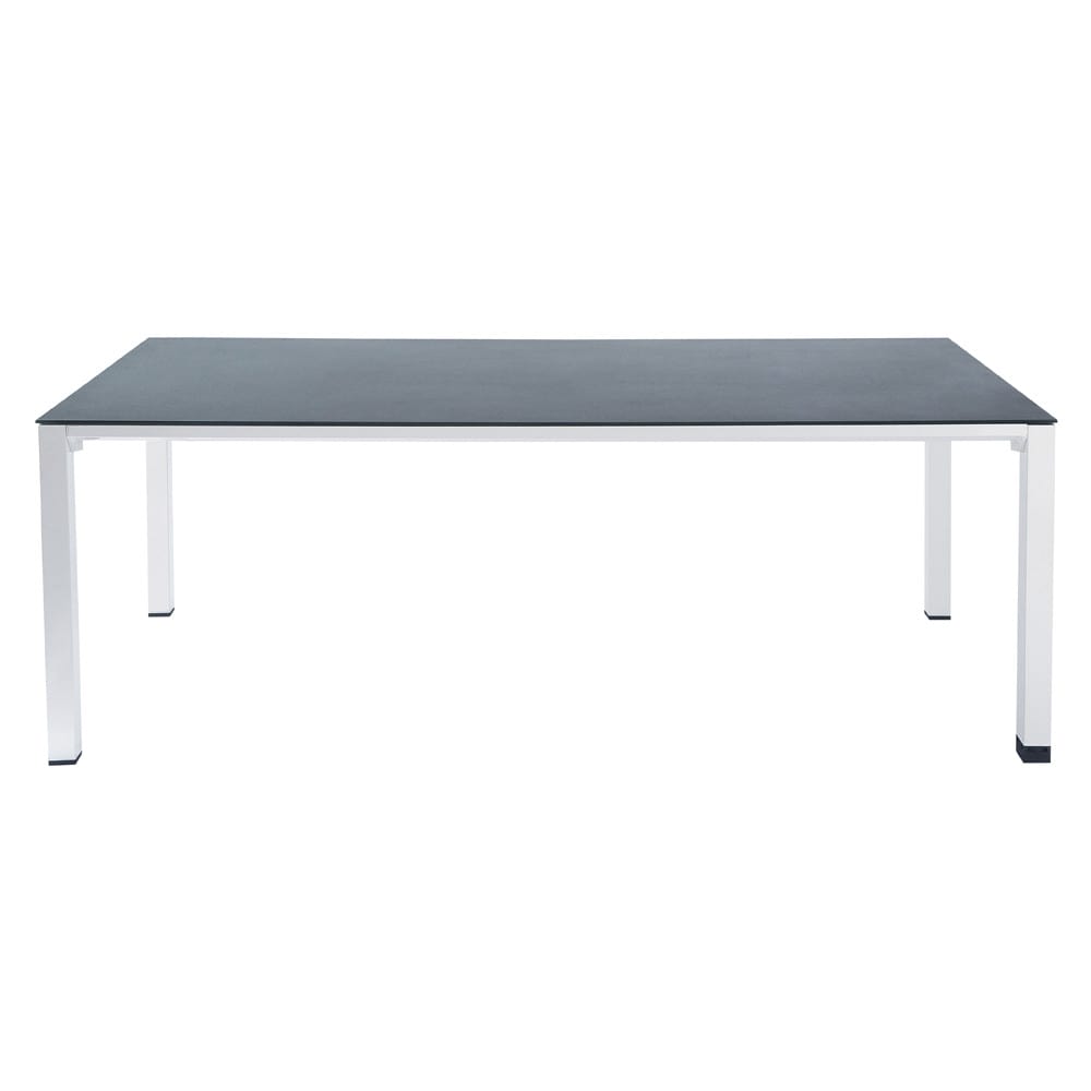 Table de jardin Square garden en verre trempé et aluminium blanc 8 personnes