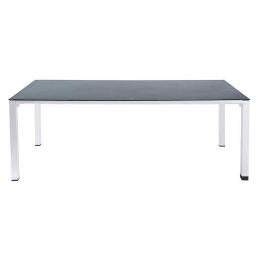 [CN412186] Table de jardin Square garden en verre trempé et aluminium blanc 8 personnes