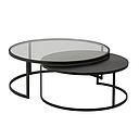 Tables gigognes Eclipse en verre trempé et métal noir