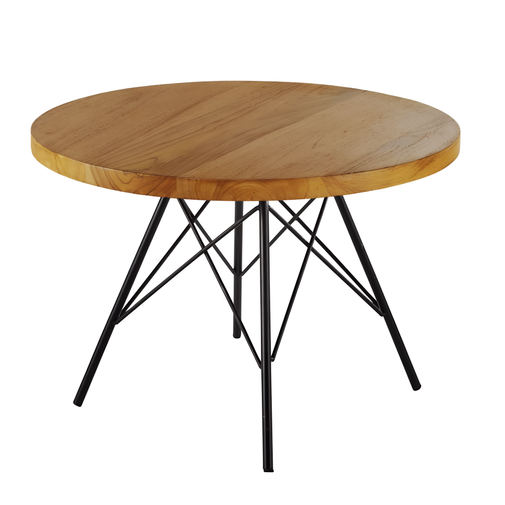 Table basse Wood rond ronde bois chêne et métal noir