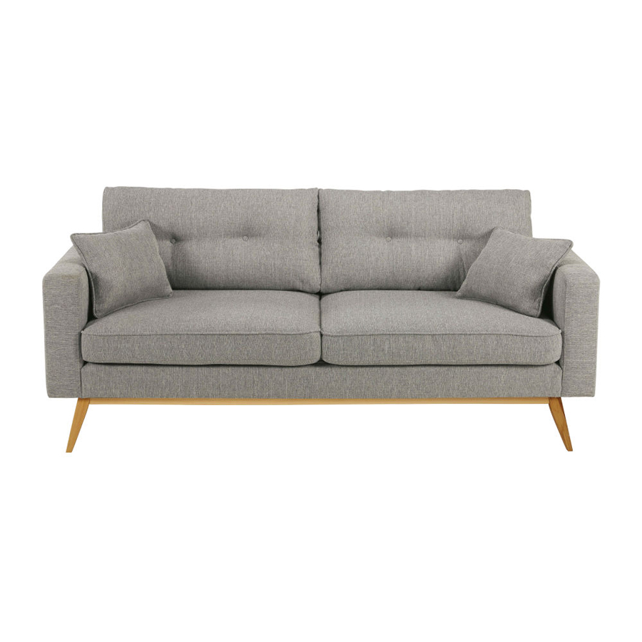Canapé Brooke style scandinave 3 places gris clair