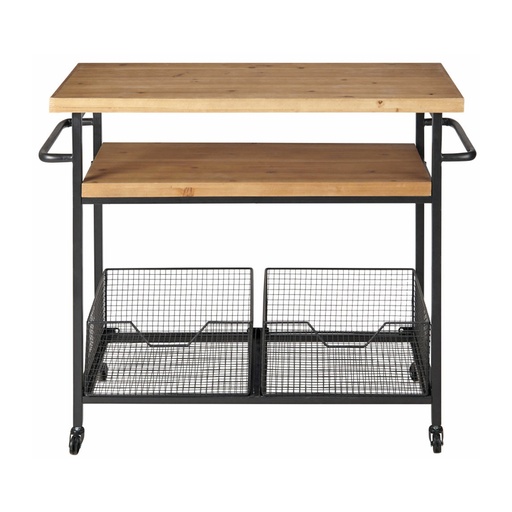 Desserte Bessie imitation bois et métal noir