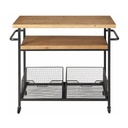 Desserte Bessie imitation bois et métal noir