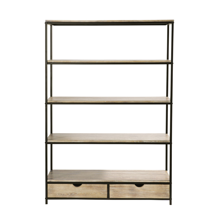 Étagère indus Long island 2 tiroirs en sapin massif et métal