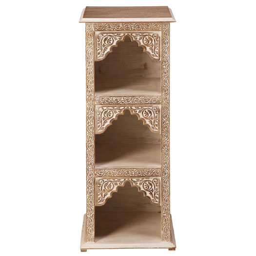 Étagère Agra en bois de manguier sculpté et blanchi