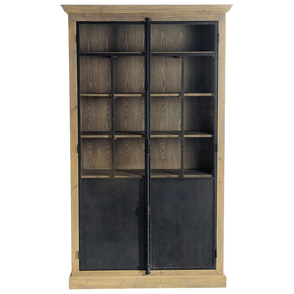 Vitrine Voltaire  2 portes en pin recyclé