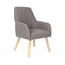 Fauteuil Prague en tissu gris, pieds naturels