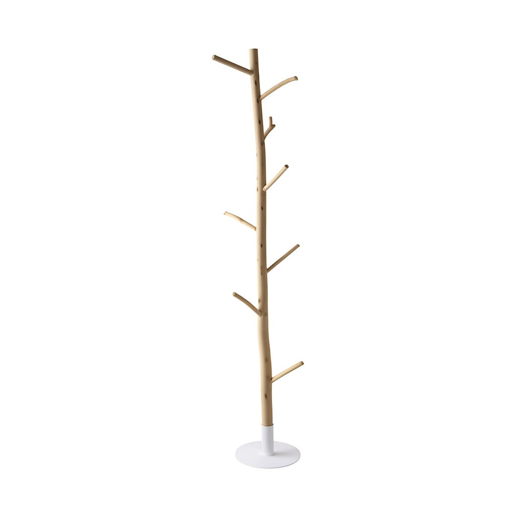 Porte-manteau Rivage tronc d'arbre en eucalyptus et métal blanc