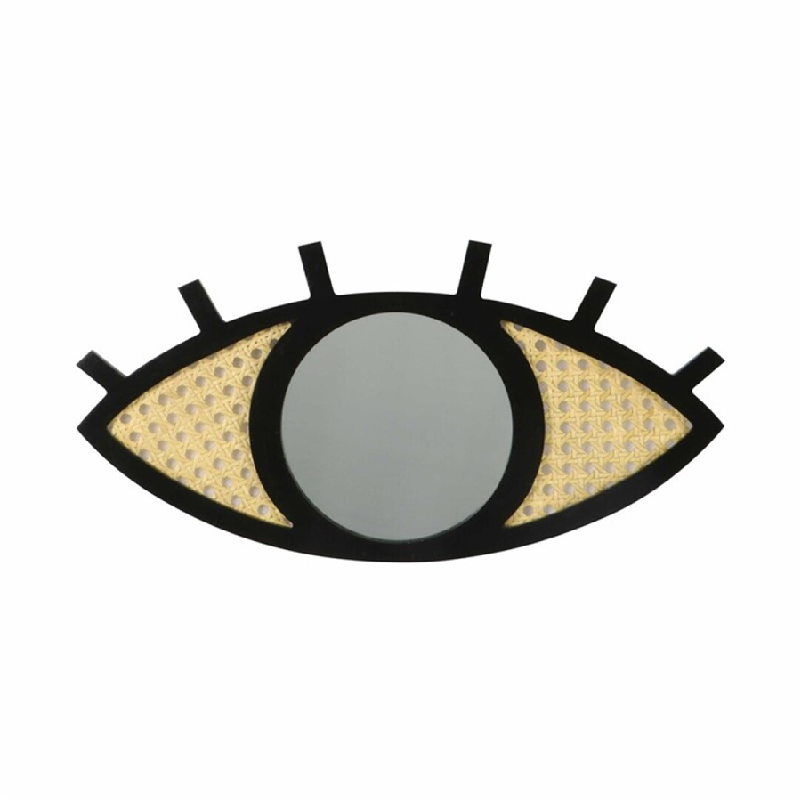 Miroir style œil rotin noir