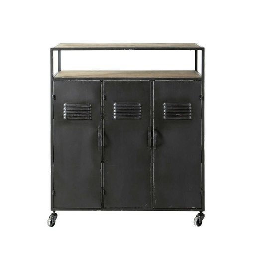 Meuble de bar indus à roulettes Kraft en métal gris anthracite