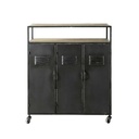 Meuble de bar indus à roulettes Kraft en métal gris anthracite