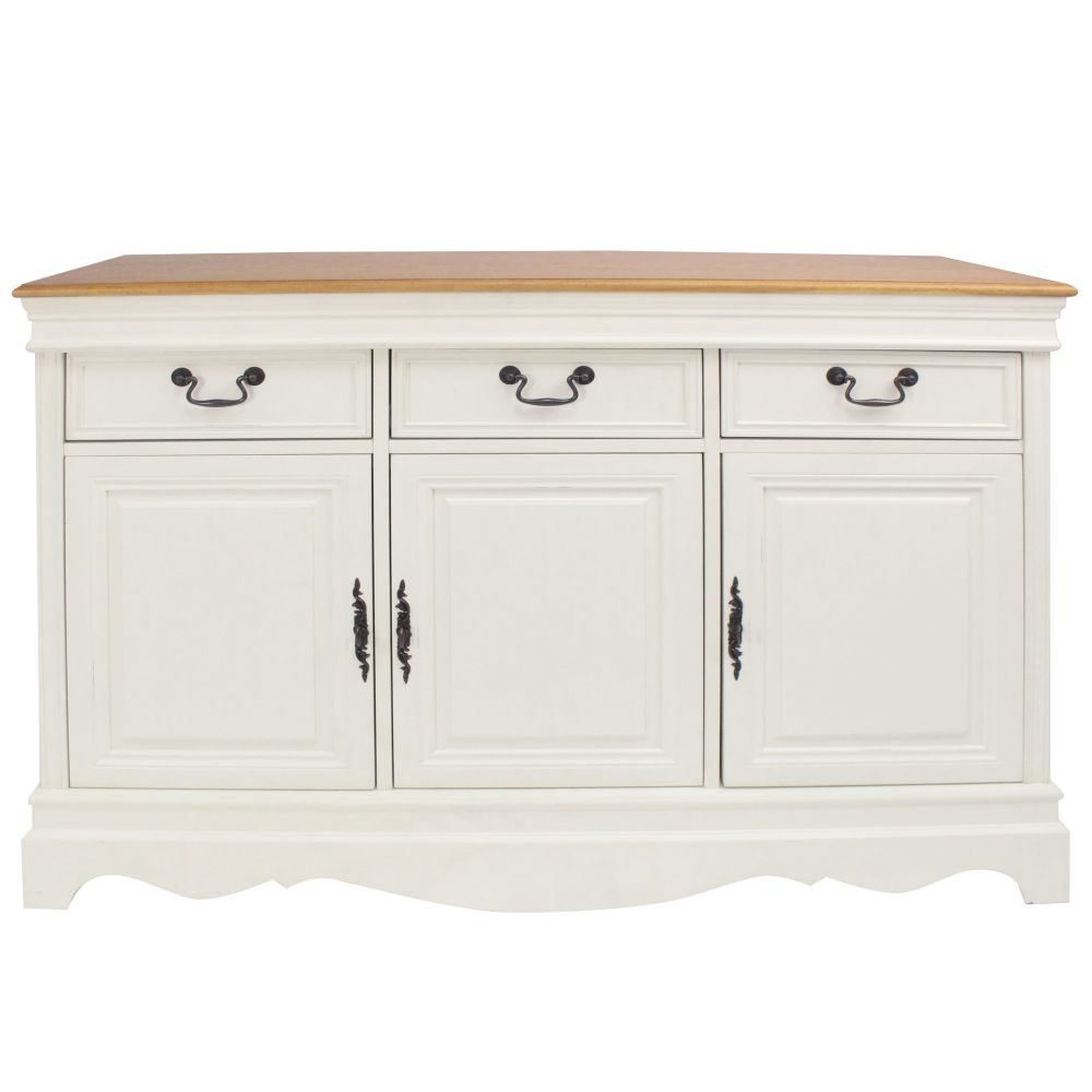 Buffet Leontine 3 portes 3 tiroirs crème L131
