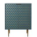 Buffet Barracuda 2 portes bleu turquoise motifs graphiques dorés