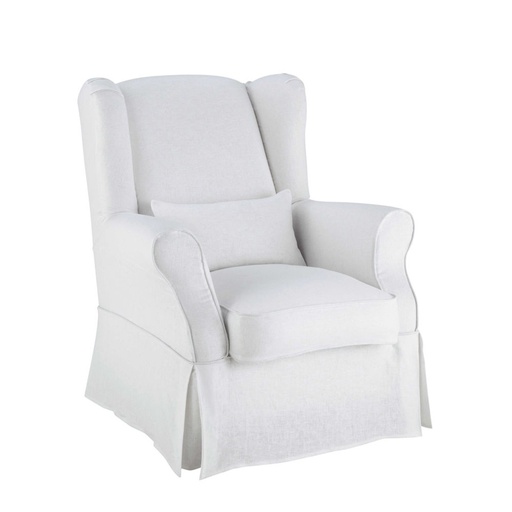 Housse de fauteuil Cottage en lin blanche
