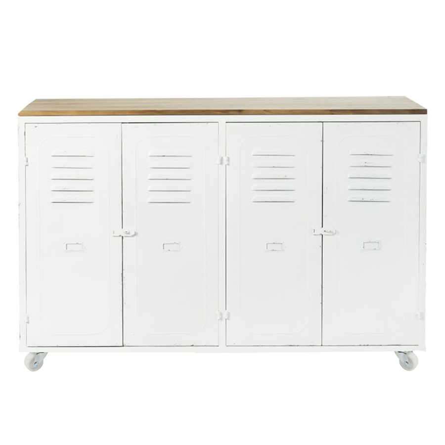 Buffet Bruce 4 portes en métal et sapin