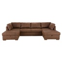 Canapé-lit d'angle panoramique Times Square 7 places en suédine marron