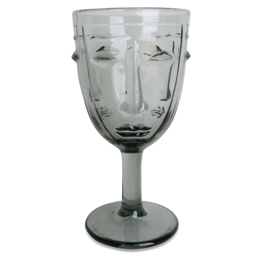 Coupe en verre à pied gris Visage