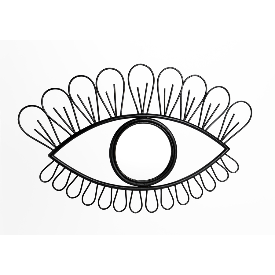 Miroir décoratif œil noir en métal, style moderne