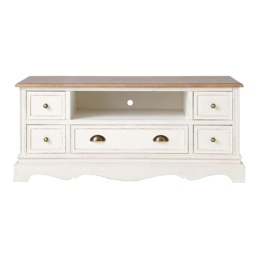 [CN012984] Meuble TV Léontine crème avec rangements
