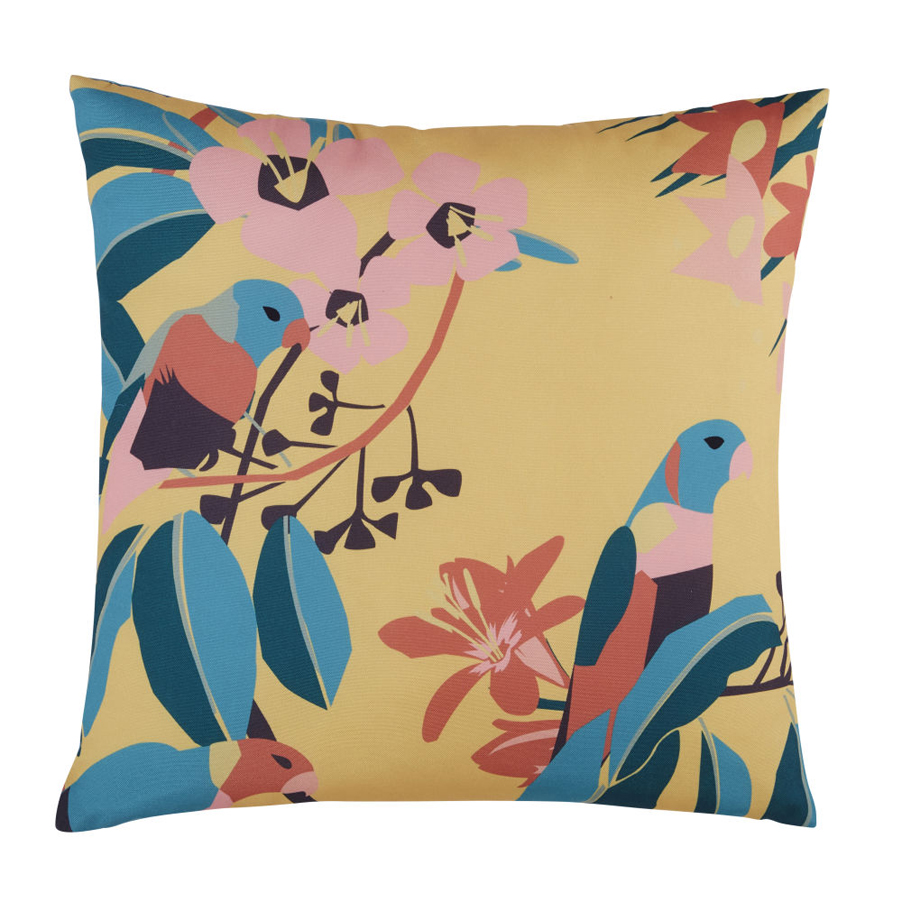[CN621381] Coussin d'extérieur Matea jaune imprimé tropical