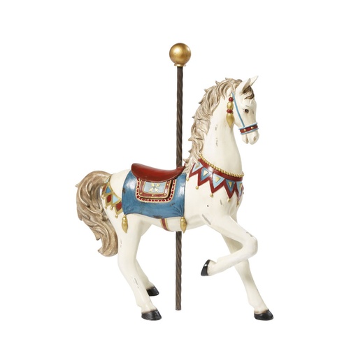 [CN519121] Statue cheval Carrousel écrue effet vieilli